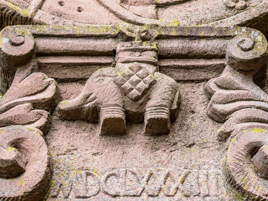 Foto: Staatliche Schlösser und Gärten Baden-Württemberg, Ralf Kuhlen Schloss Heidelberg, Aussenansicht Detailaufnahme Elefant